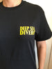 Front of black and gold two ways t-shirt